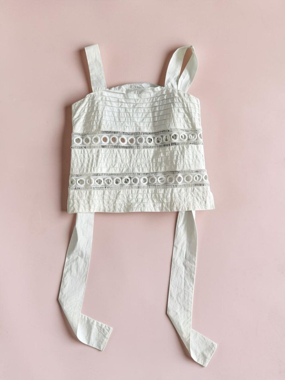 ENGLISH FACTORY White Eyelet Tie Back Tank Top Size XS